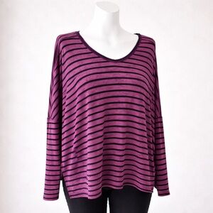 Free Peiole Striped V-Neck Women's Top Size Small Oversized